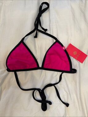 Doll Swimwear Nashville Magenta & Black Fixed Triangle Bikini Top – Small | NWT